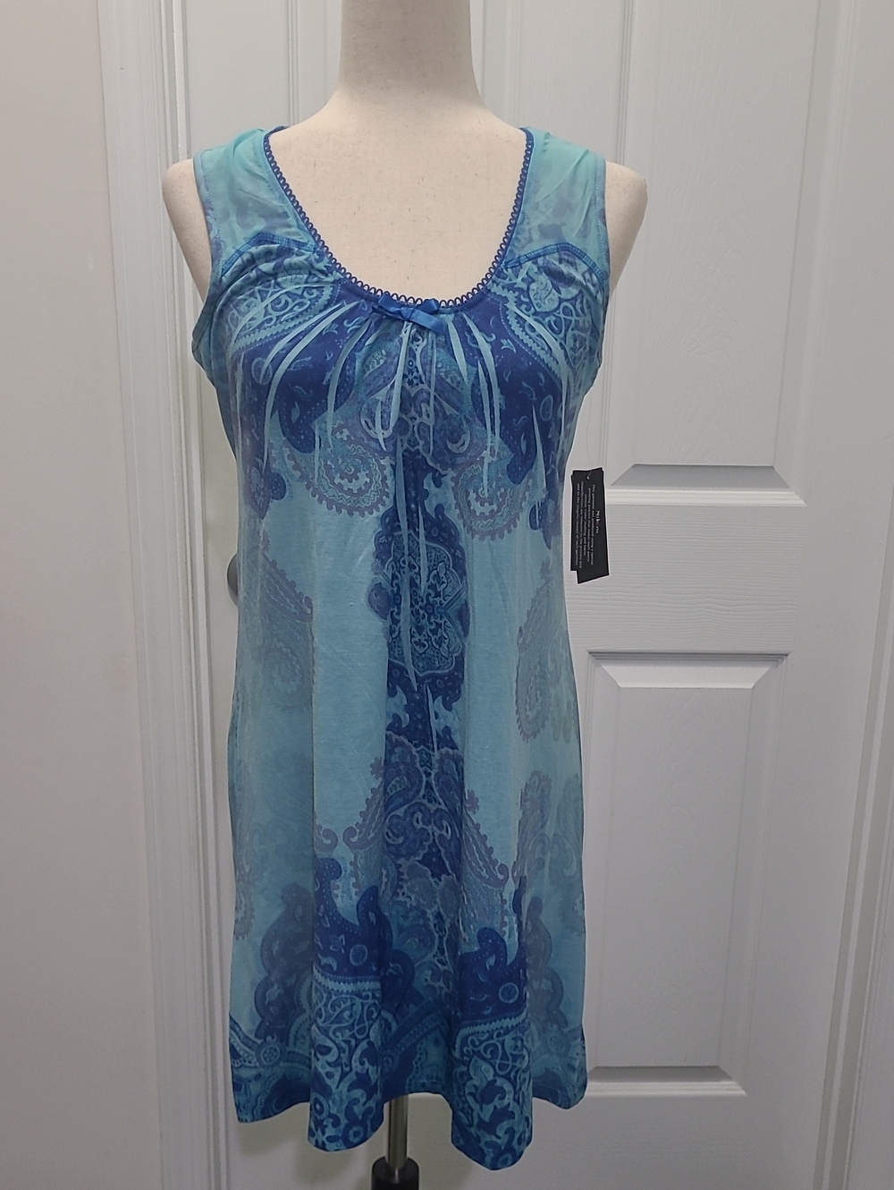 Style & Co. Blue Paisley Sleeveless Dress Nightgown